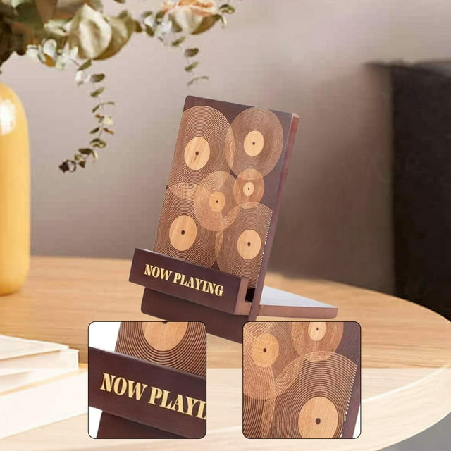 Estante de madera para discos, accesorios de vinilo, expositor de CD para encimera, organizador de álbumes para periódicos, libros, álbumes y
