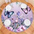 thumbnail image 2 of Purple Butterfly Flower Butterfly Pattern Round Fitted Tablecloth with Elastic Edge,Dining Table Cover Waterproof,Outdoor Round Tablecloth for Camping,Dining,Indoor and Outdoor, 2 of 7