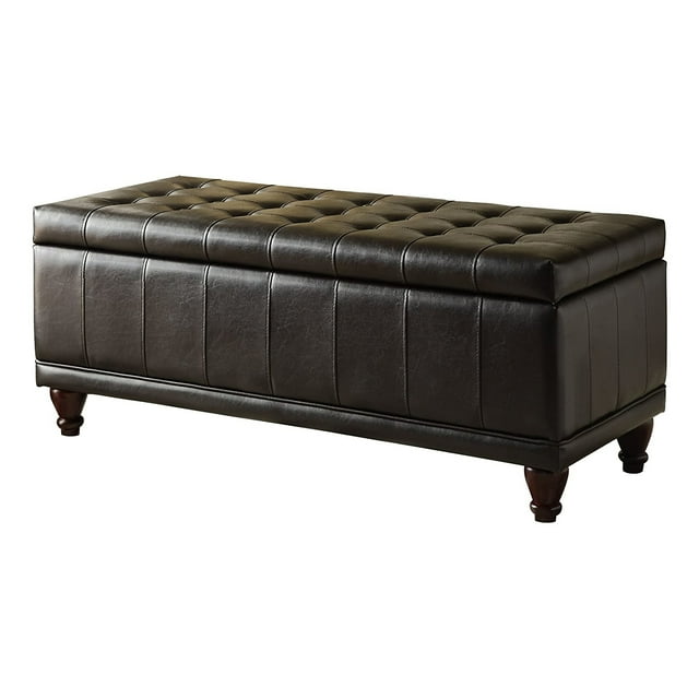 Homelegance Banc d'Appoint en Cuir avec Rangement et Coffre Ottoman, Marron