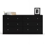 Tvilum Studio 6 Drawer Double Dresser for Adults, Black