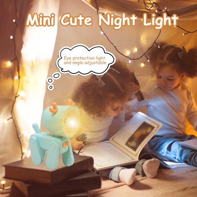2 uds luz nocturna Mini USB lámpara de escritorio para mascotas adornos 500mAh decoración (ciervo azul)