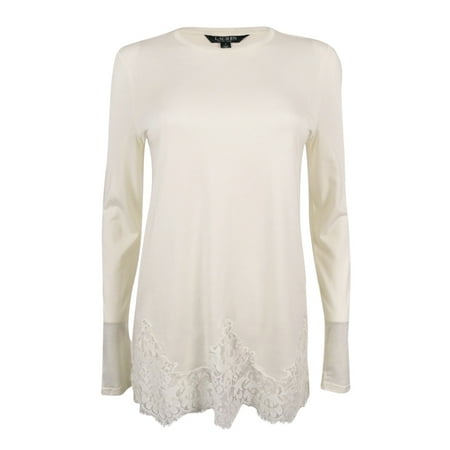 Lace Short In Cream - Lauren Ralph Lauren Women's Lace Hem Top (Cream, S)
