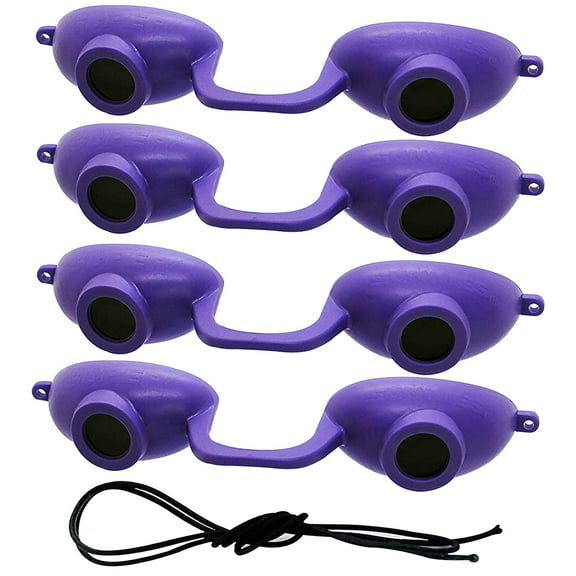 EVO FLEX Sunnies Flexible Tanning Bed Goggles UV Eye Protection Glasses 4 Pack Purple, FDA Compliant