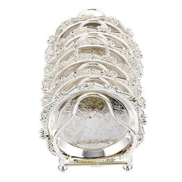 1 Set Silver Fruit Tray with Rack for Decorative Food Serving and Storage Plates