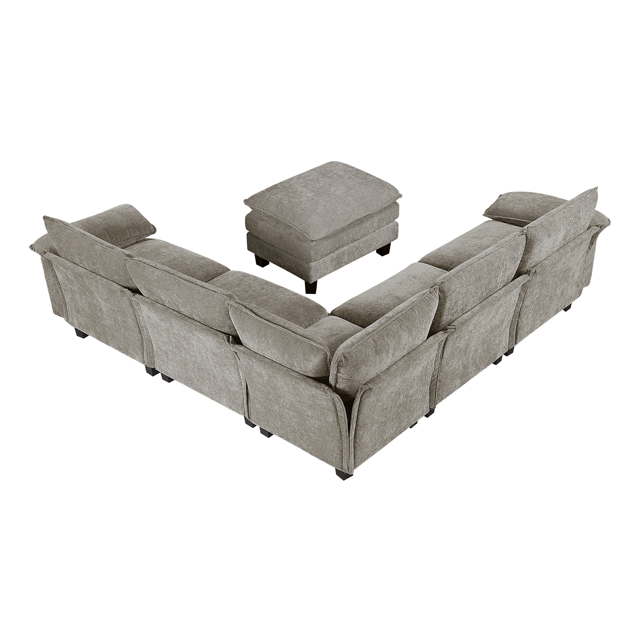 OakvillePark Corvan Chenille 6-Piece L-Shaped Modular Sectional with Ottoman, Dark Pewter