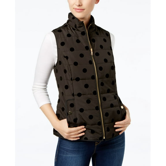 Charter Club Velour Dot Vest Deep Black M