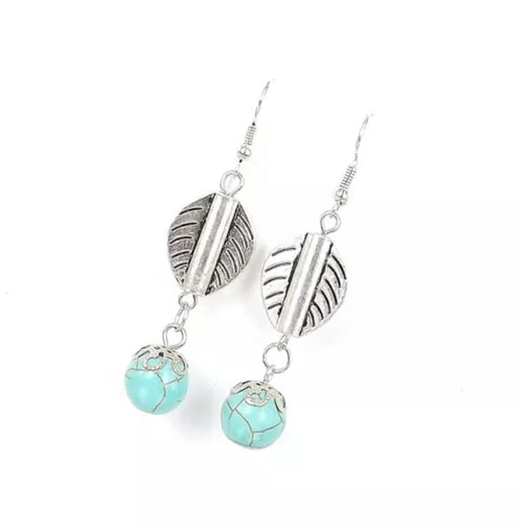 EOEMY Tibetan Silver Vintage Turquoise Women Fashion Jewelry Dangle Earrings Best Gift-3368-Ball