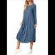 thumbnail image 1 of Vestido Informal Holgado de Cuello Redondo y Larga para Mujer, con Bolsillos Inclinados y Dobladillo Curvo. Azul Marino XL, 1 of 9