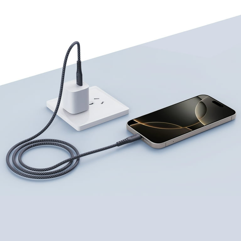 Onn+ 6ft USB C to C Braided Charging Cable Fast Charging Black