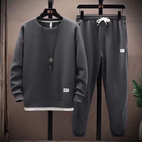 Delayuji Womens Solid Color Sweatshirt and Sweatpants Casual Fashion Round Neck Top and Sweatpants 2 Piece Set Sweatsuits Loungewear Spring Outfits M-5XL