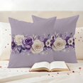 thumbnail image 3 of Spring Flowers Pillow Covers 2 Pack Watercolor Purple White Rose Daisy Floral Leaf Purple Pillowcase Waterproof Outdoor Throw Pillow Cover for Patio Garden Square Cushion 16”x16”, 3 of 9