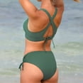 thumbnail image 5 of Hfyihgf Bikini Set for Women Two Piece Swimsuit V Neck Triangle Top Wide Straps Cross Back Lace-Up Mid Rise Bottom Swimwear(Green,M), 5 of 9