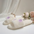 thumbnail image 4 of Viluyesy Fuzzy Slippers for Womens, Plush Soft Sole Warm Floral Open Toe Slip-On Cotton House Slippers White, 4 of 9