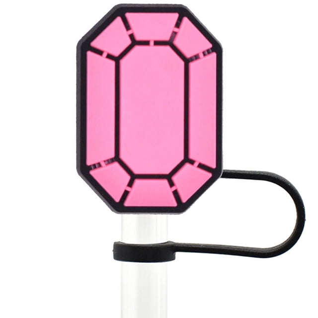 Gorra de paja rosa modelo caliente tamaño grande 10mm de diámetro 2D tapa decorativa de paja de vidrio universal tapón de paja a prueba de polvo