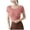 Pink, variant on Womens Shirts Tops Solid Color Fashion Back Yoga Short Sleeve with Chest Pad Waist Yoga Plain Tees Blouses White M