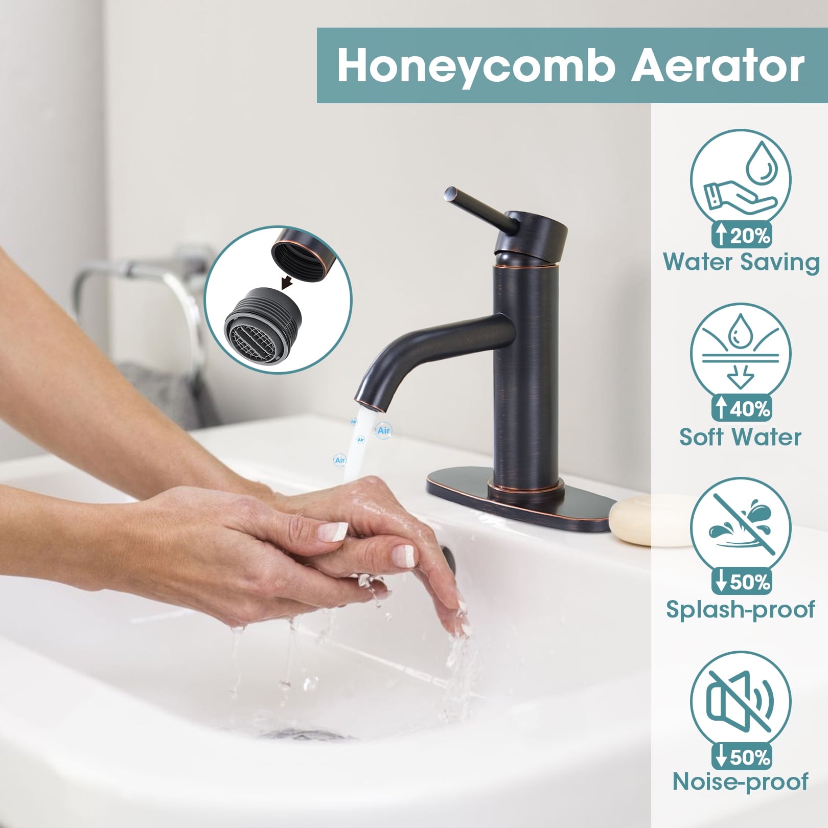 Wowkk Sanitary Ware Bathroom Faucets Stainless Steel Single Handle Bathroom Sink Faucet with Pop up Drain and PEX Encrypted Hose, Modern Bathroom Faucets for Sink 1 or 3 Holes, Oil Rubbed Bronze