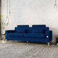 thumbnail image 5 of Blue Velvet Sofa Couch, 86" Large Loveseat Sectional Sofa with Gold Metal Legs for 3-4 Persons, Mid Century Modern Couch with 2 Pillows, Love Seat for Living Room Home Office Apartment, 5 of 8