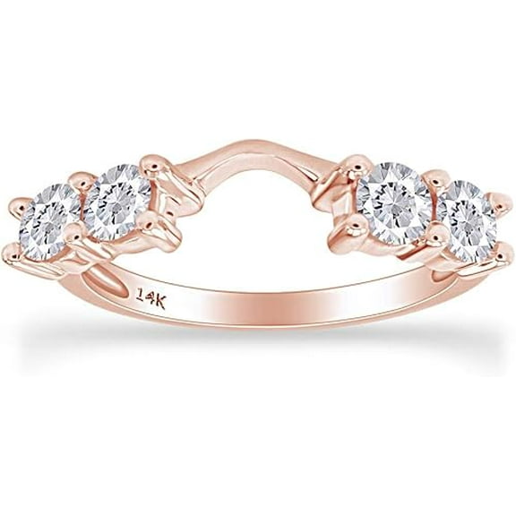 Gems Jewels 14K Rose Gold Plated 1 Ct Round Cut White Diamond Enhancer Guard Wrap Ring 925 Sterling Silver For Women's -5