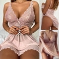thumbnail image 2 of Lencería Porno de talla grande, picardías transparente de encaje Sexy, camisón con tirantes y escote en V profundo, pijama erótico para mujer, ropa de dormir xuanjing unisex, 2 of 2