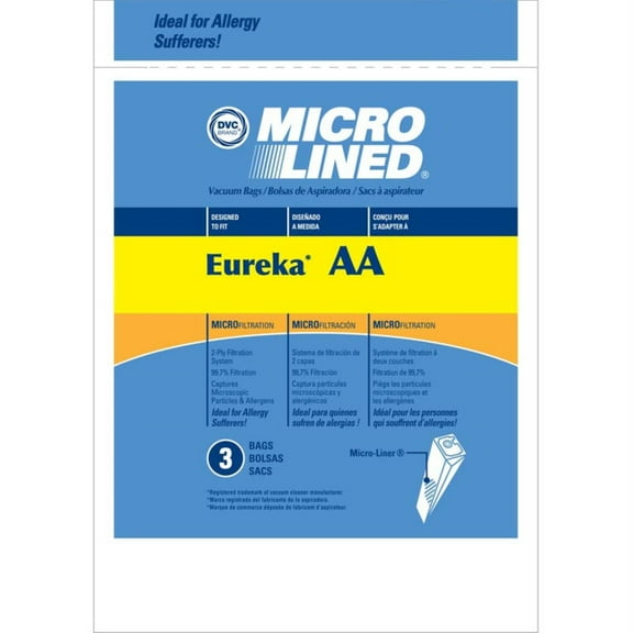 3 Eureka AA Microlined Vacuum Bags, 3pk- DVC Brand Vacuum Cleaner Bags