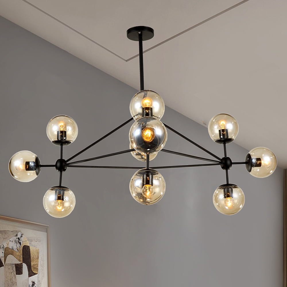 Enthen 10Light Orb Black Chandelier Includes Edison Bulbs Walmart