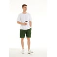 thumbnail image 3 of QPNGRP Men's Linen Cotton Casual Classic Fit Shorts Flat Front Drawstring Summer Beach Shorts with Pockets sarmygreen M, 3 of 5