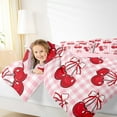 thumbnail image 4 of Manfei Cute Bowknot Cherry Bedding Comforter Set, Girly Pink Buffalo Plaid Twin Comforter Sets, Princess Bow Cartoon Reversible Bedding Set, Luxury Bedroom Decor, 2 Pieces, 4 of 8