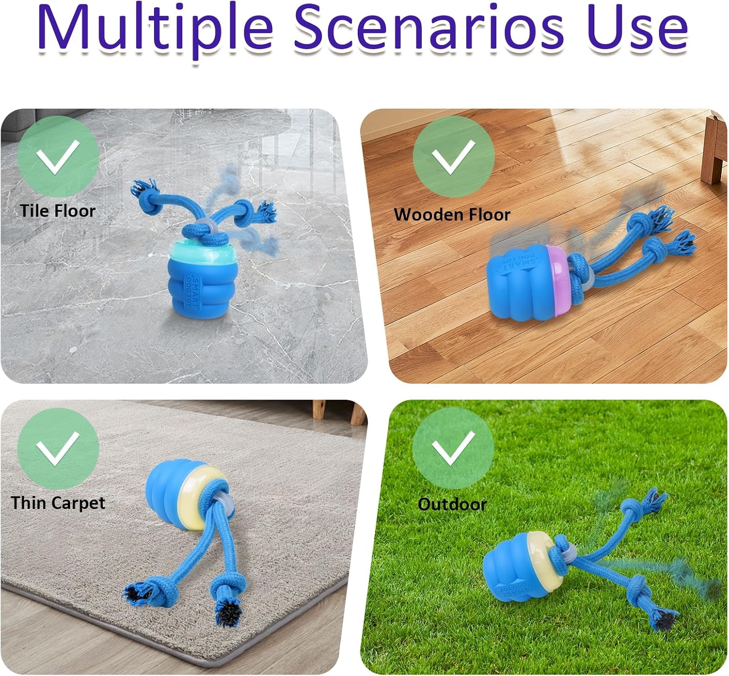Interactive Dog Toys with Motion Activated, Squeaky Dog Toy Active Rolling Ball Wicked Ball for Daily Training BLUE