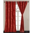 thumbnail image 2 of Chezmoi Collection Lux Brick Red Distressed Velvet Curtains 2 Panel Set, Room Darkening Luxury Velvet Grommet Top Window Drapes for Living Room Bedroom 50" W x 96" L, 2 of 9