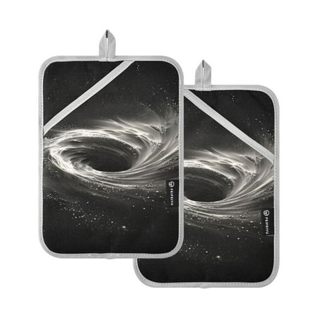 

Black Hole Oven Mitts 2 Pcs Pot Holders Sets Heat Resistant for Kitchen Cooking Baking 7 x9.8