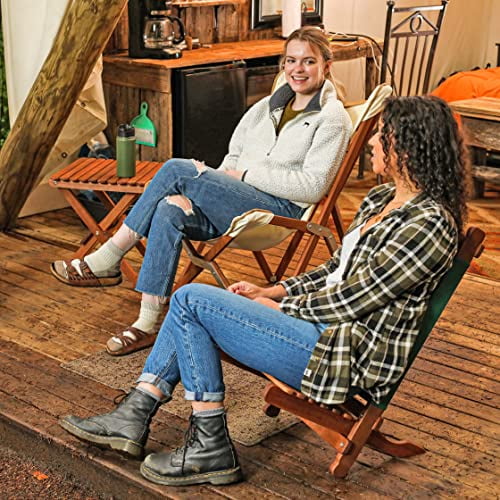 BYER OF MAINE Pangean Lounger Green Durable Hardwood with Heavy Duty Polyester Easy to Fold and Carry Wooden Beach Chair Camping Chair Foldable