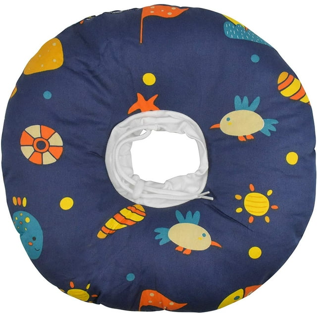 Collier pour Chat Confortable Collier pour Chat Ajustable Collier Protecteur Cône Collier en Coton Doux pour Petits Chiens, Chats de Moins de 2 kg, Bleu Foncé, m