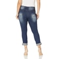 thumbnail image 2 of V.I.P.JEANS Women's Size Juniors Ripped Distressed Repaired Skinny Jeans, Dark Wash, 14 Plus, 2 of 2