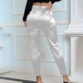 thumbnail image 4 of Hfolob Womens Casual Pants Women's Satin Silky Dress Casual Elastic High Waist Stretch Elegant Pants Trousers Classic, 4 of 7