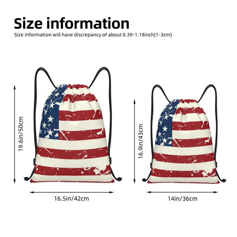 -Distressed American Flag Printed Small Backpack Yiaed Navy Camouflage American Flag Print Drawstring Bags  main image 2
