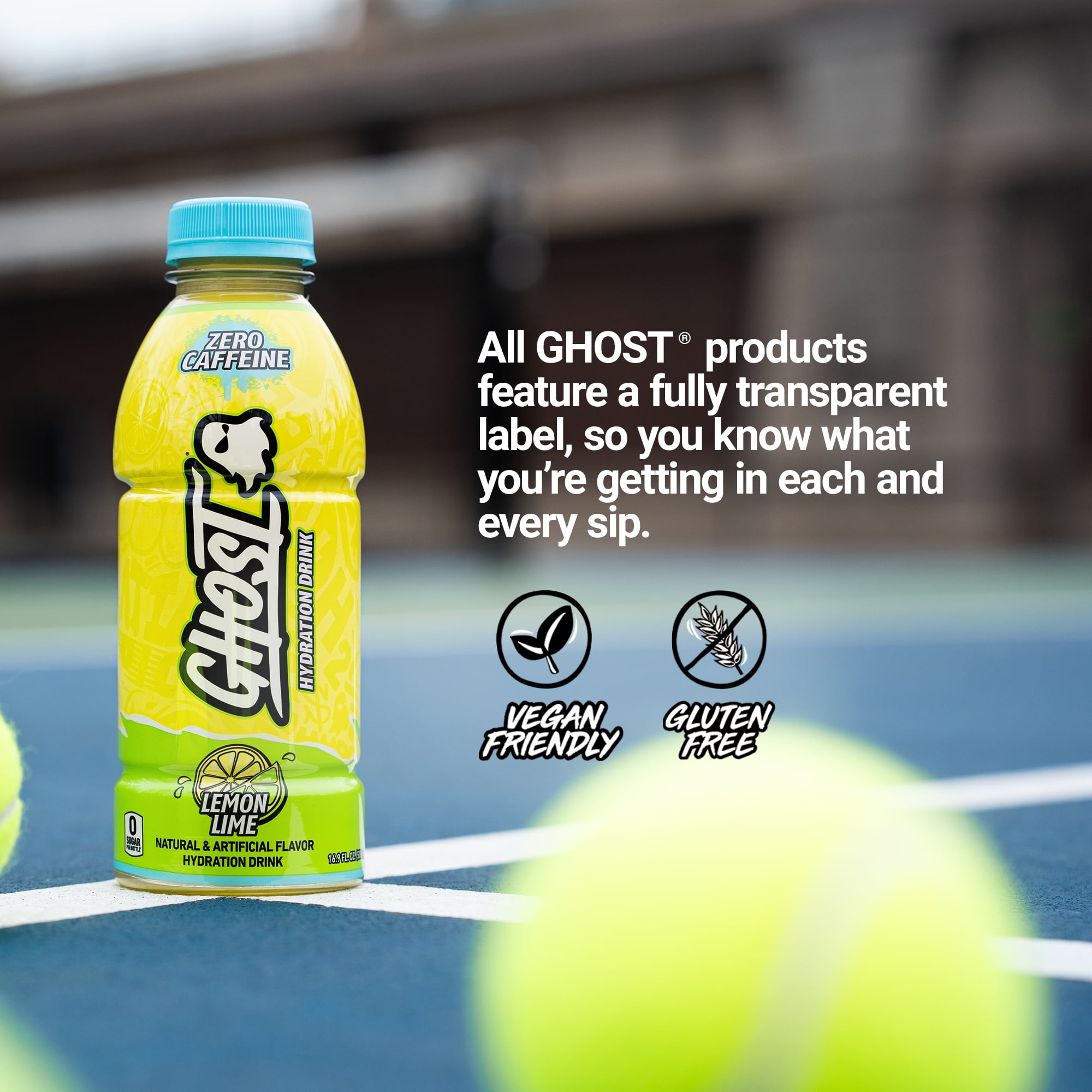 GHOST® HYDRATION Zero Sugars Sports Drink, Lemon Lime, 16.9 fl oz