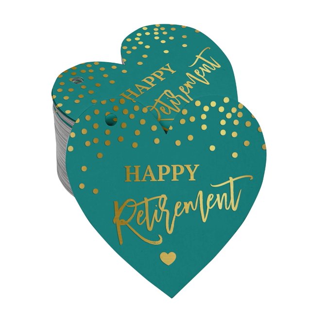 Inkdotpot 100 Pack Real Gold Foil Paper Tag Happy Retirement Favor Hang Tag