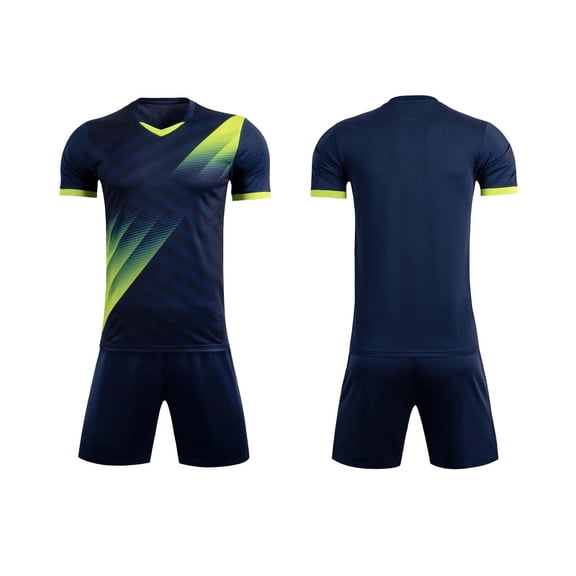 Odeerbi Kids Teen Boys Girls Mesh Quick Dry Soccer Uniform Set Striped Gradient Print T-Shirt Shorts Athletic Sportswear for 5-15 Years