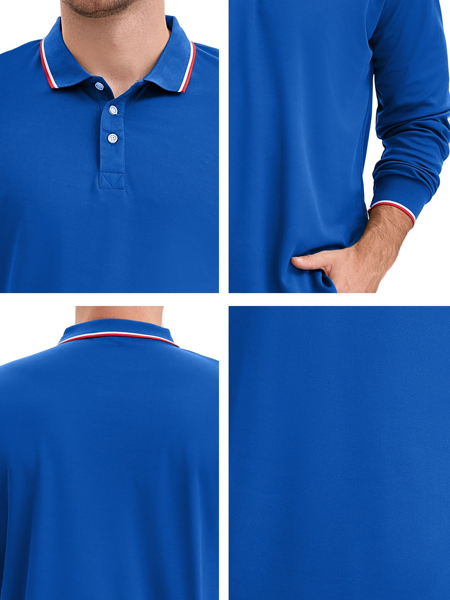 DARING DIVA Men's Classic Regular Fit Long Sleeves Business Golf Polo Shirt XL Royal Blue