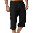 thumbnail image 5 of asjyhkr Capri Pant for Men Cotton Linen Drawstring Lightweight Comfy Summer Beach Lounge Trousers with Pockets, 5 of 6