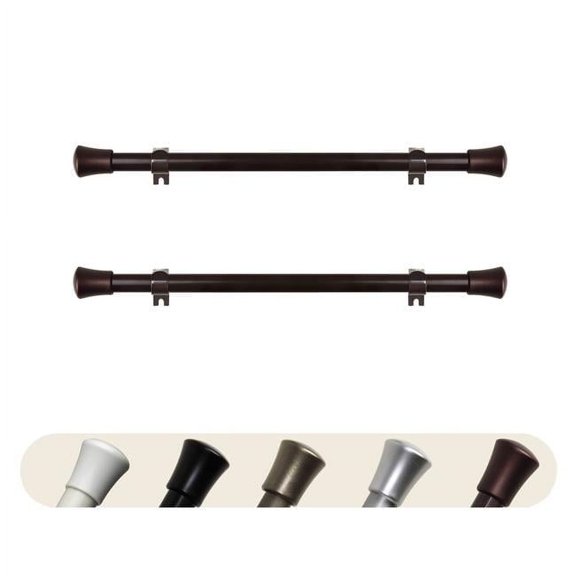 0.625 in. Dia. Side Curtain Rod, Cocoa - 12-20 in. - Set of 2