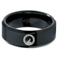 thumbnail image 2 of Tungsten Howling WolfBand Ring 8mm Men Women Comfort Fit Black Beveled Edge Polished, 2 of 4