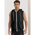 thumbnail image 3 of Unique Bargains Men's Sleeveless Hoodie Zipper Drawstring Hooded Sweatshirt Vest XL Black, 3 of 6