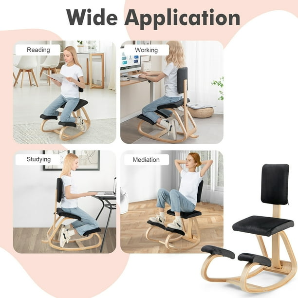 Qussse Chaise à Genoux Ergonomique Réglable 50-60 Cm – Correcteur De Posture, Siège Bureau & Maison, Soulage Dos & Jambes
