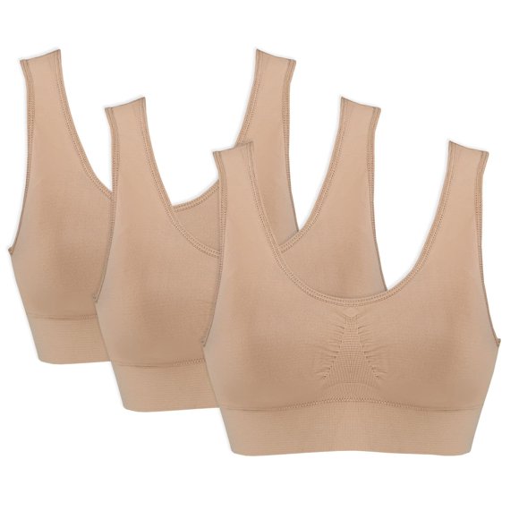 Genie Bra Lot de 3 Soutiens-Gorge pour Femmes - Lot de Soutiens-Gorge Sans Armatures, Soutien-Gorge Uni Sans Coutures - Nude - TG