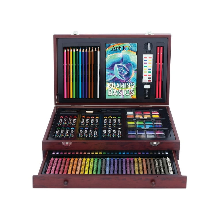 Art 101 Multifunctional Art Set / Kit with 136 Pieces in a Wood