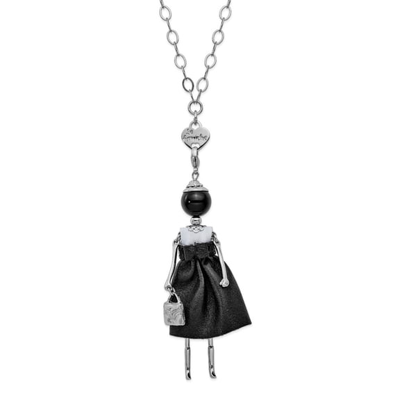 Le Amiche Silver-tone Onyx Doll Charm Pendant With Chain; for Adults and Teens; for Women and Men