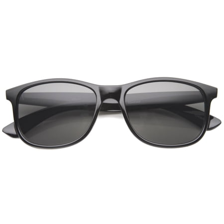 sunglassLA Unisex Classic High Sitting Temples Square Lens Horn Rimmed Sunglasses 52mm (Shiny-Black / Smoke) - 52mm