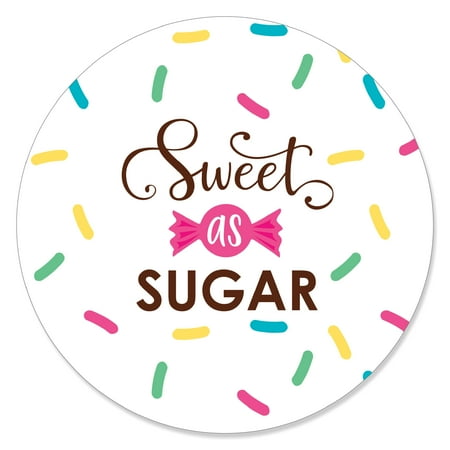 - Sweet Shoppe - Candy and Bakery Birthday Party or Baby Shower Circle Sticker Labels - 24 Count