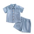 thumbnail image 4 of XAOFW Baby Boy Outfits Short Sleeve Button Down Shirts Shorts Toddler Kids Back To School Gentleman Sets 12-18 Months, 4 of 6